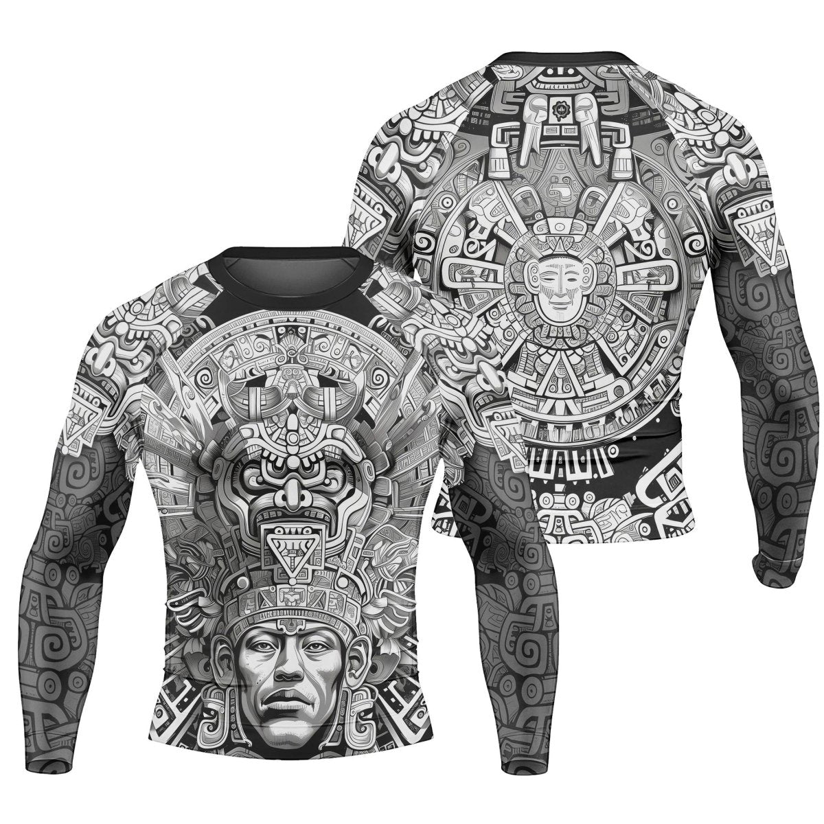 Brave Aztec Warrior Men's Long Sleeve Rash Guard - BattleFitGear