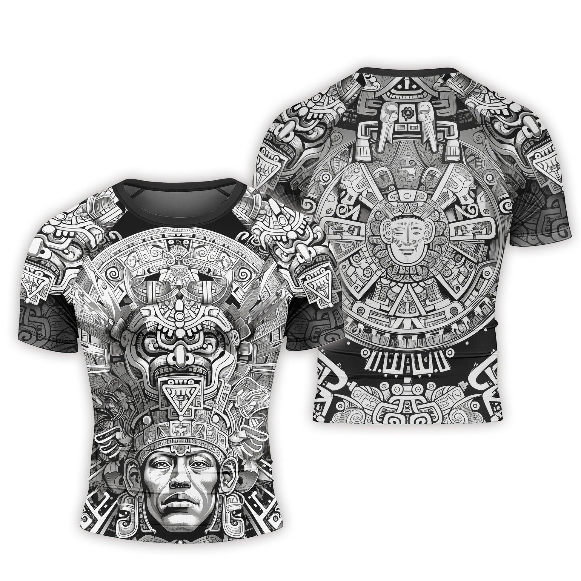 Brave Aztec Warrior Men's Short Sleeve Rash Guard