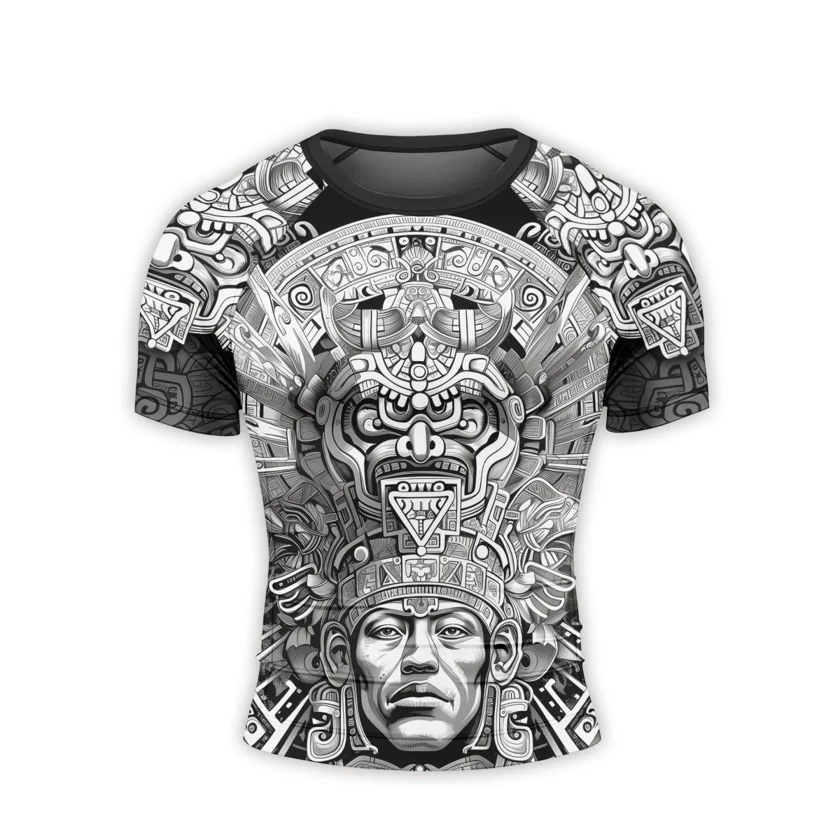 Brave Aztec Warrior Men's Short Sleeve Rash Guard | Compression Shirt