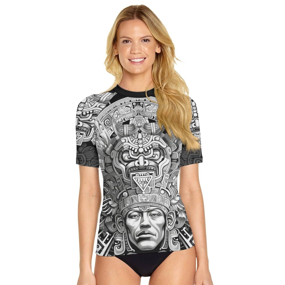 Brave Aztec Warrior Women's Short Sleeve Rash Guard - BattleFitGear
