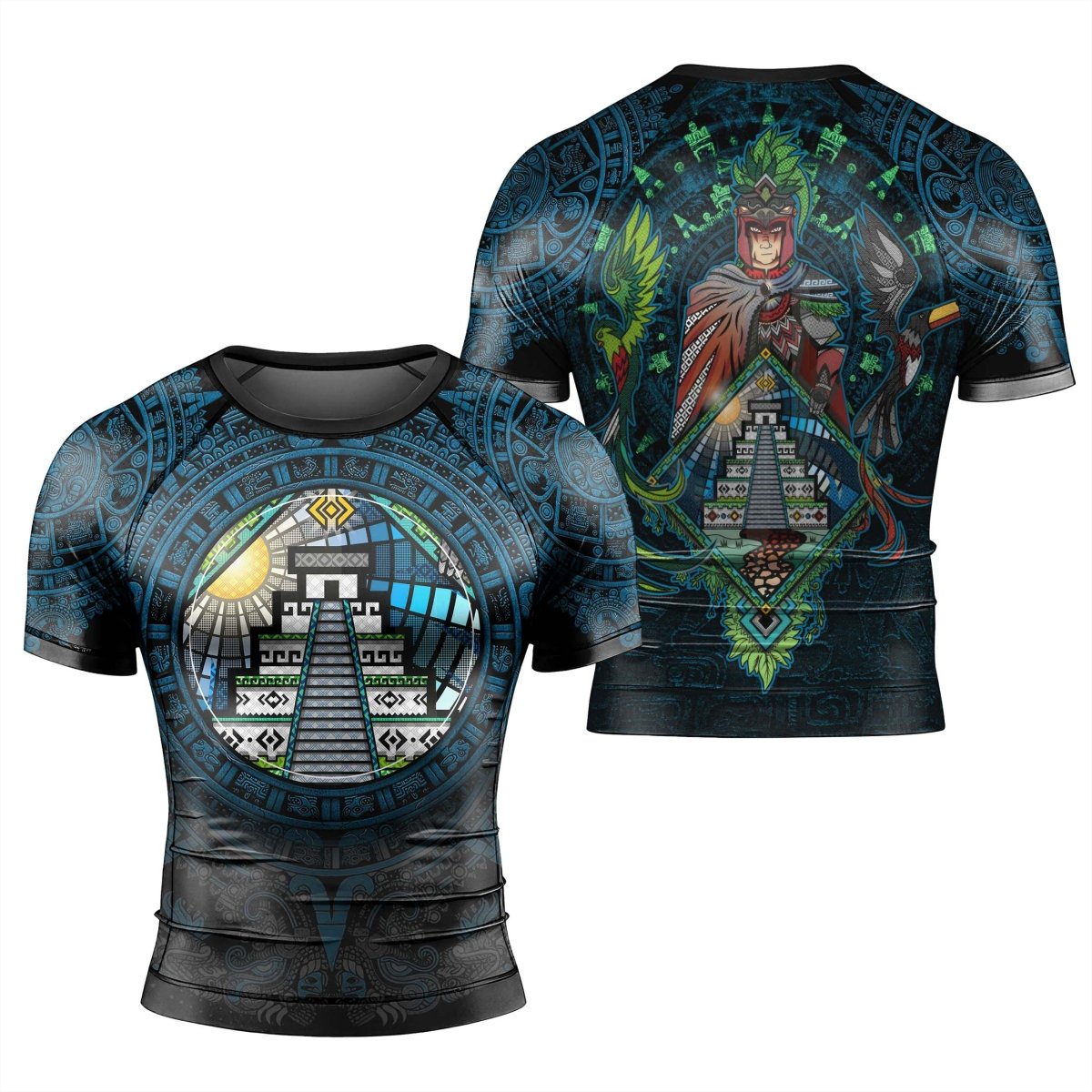 Mayan Guardian Men's Short Sleeve Rash Guard - BattleFitGear