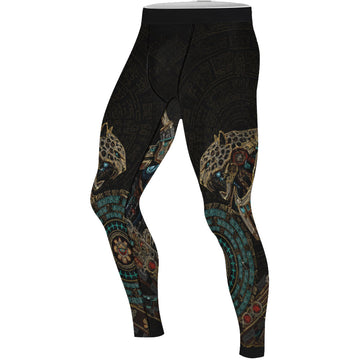 Mechanic Aztec Jaguar Warrior Men's Compression Leggings