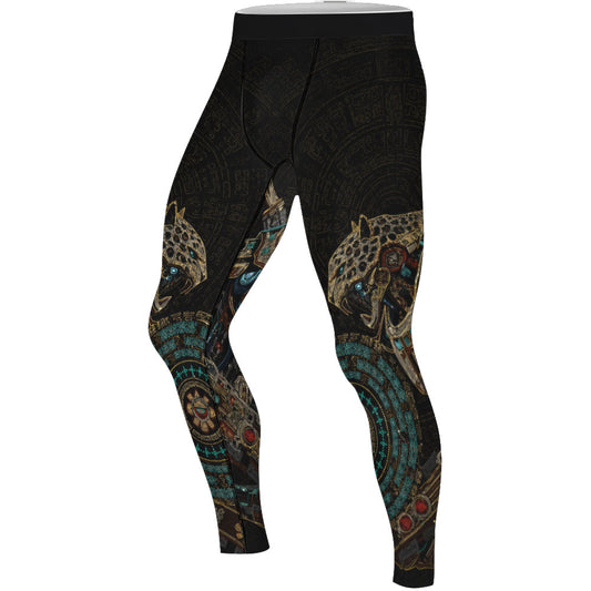 Mechanic Aztec Jaguar Warrior Men's Compression Leggings