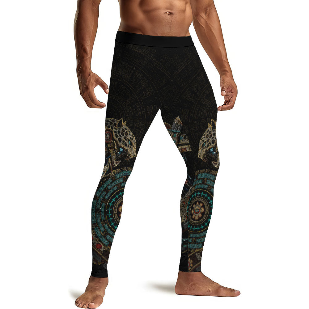 Mechanic Aztec Jaguar Warrior Men's Compression Leggings