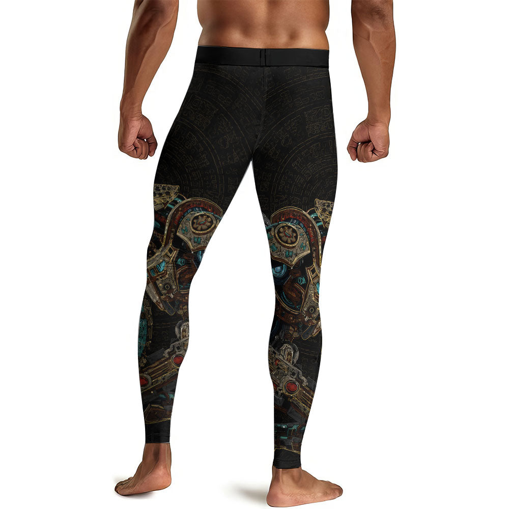 Mechanic Aztec Jaguar Warrior Men's Compression Leggings