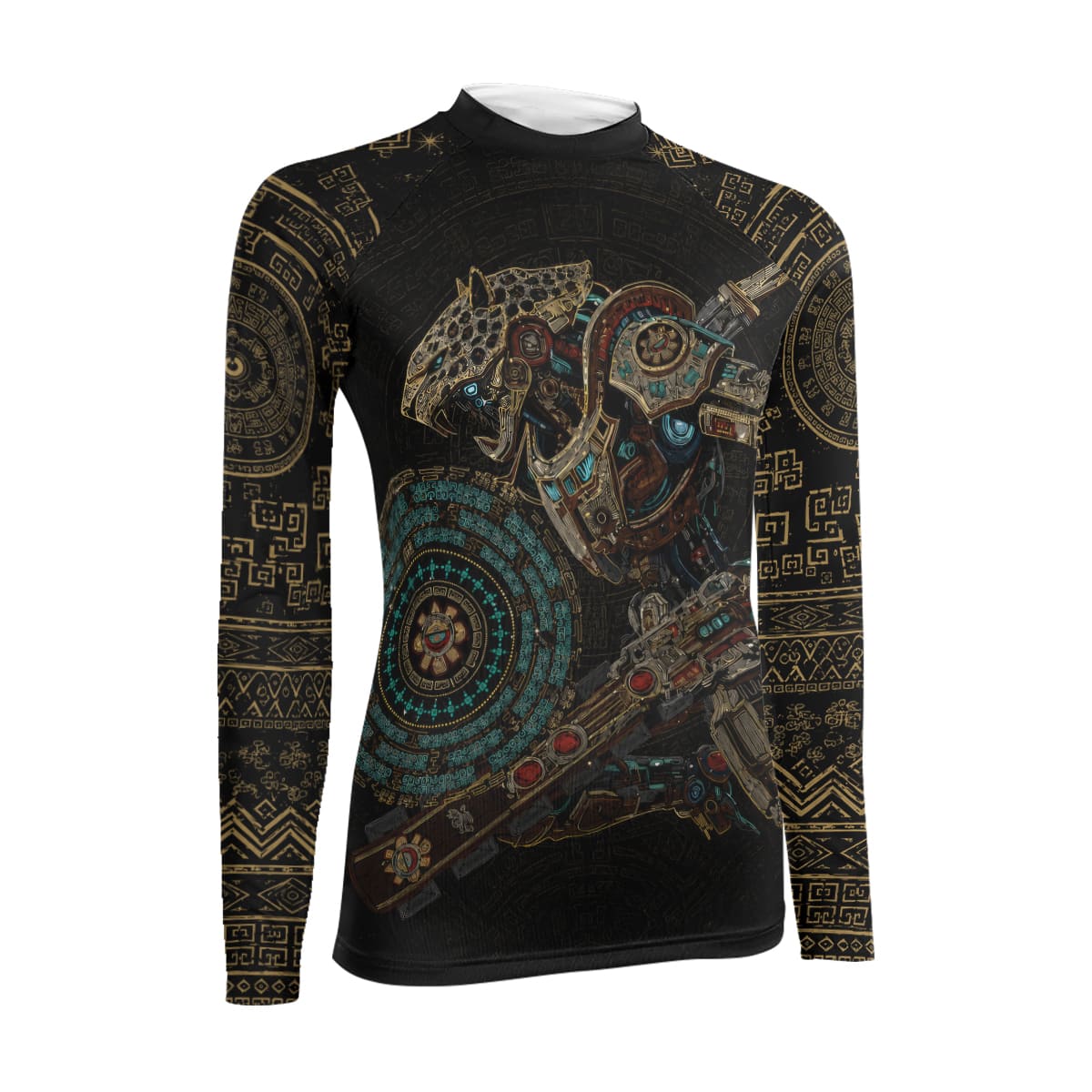 Mechanic Aztec Jaguar Warrior Women's Long Sleeve Rash Guard