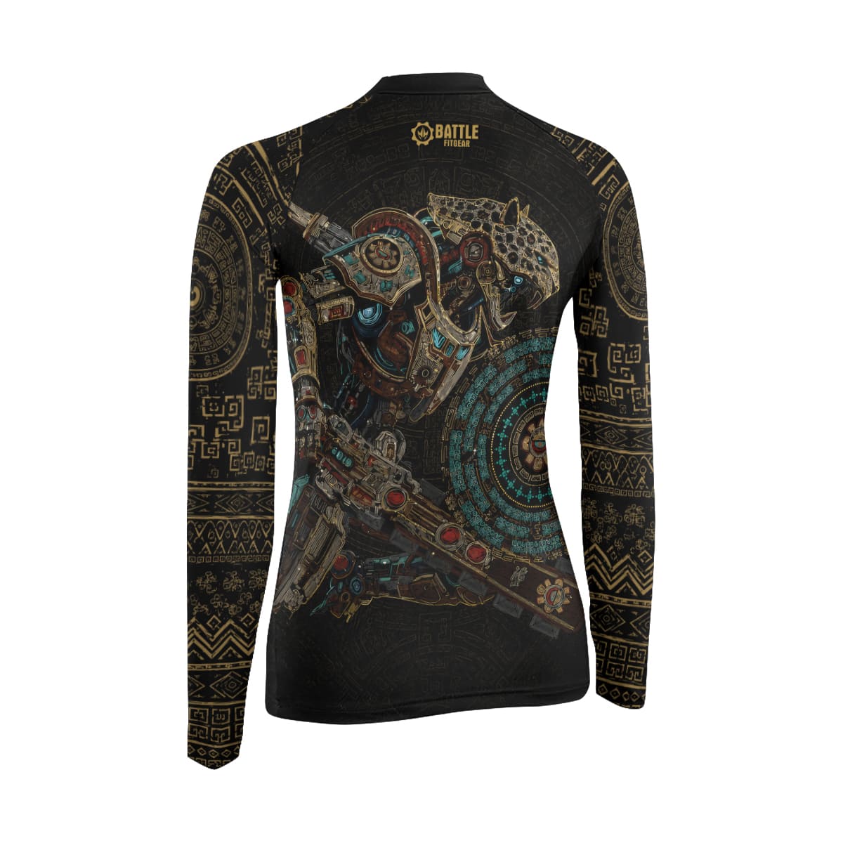 Mechanic Aztec Jaguar Warrior Women's Long Sleeve Rash Guard