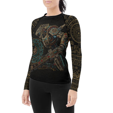 Mechanic Aztec Jaguar Warrior Women's Long Sleeve Rash Guard