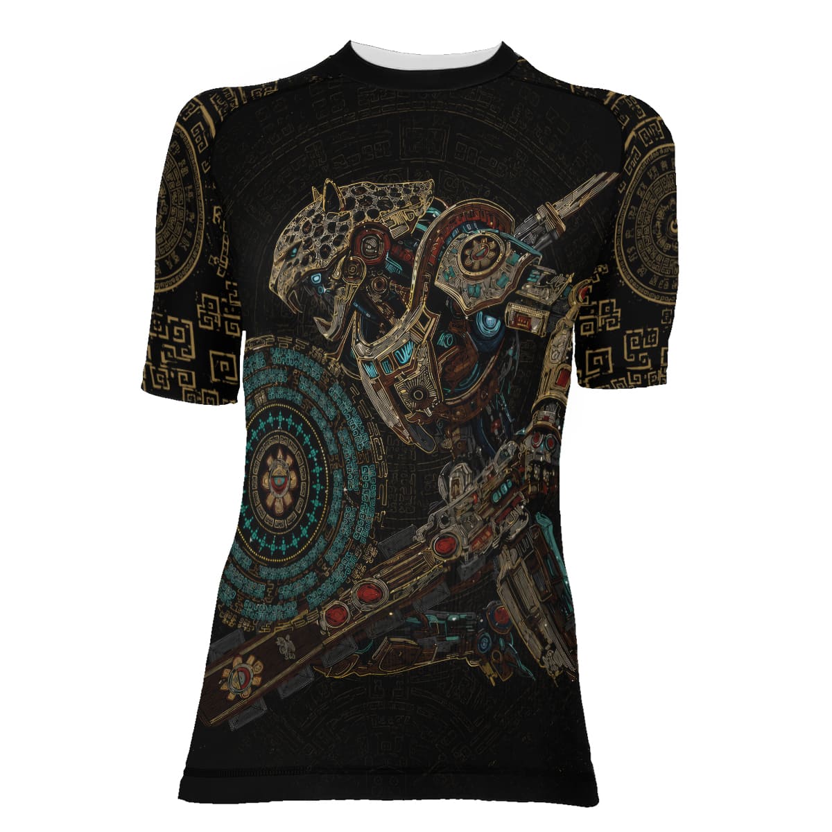 Mechanic Aztec Jaguar Warrior Women's Short Sleeve Rash Guard