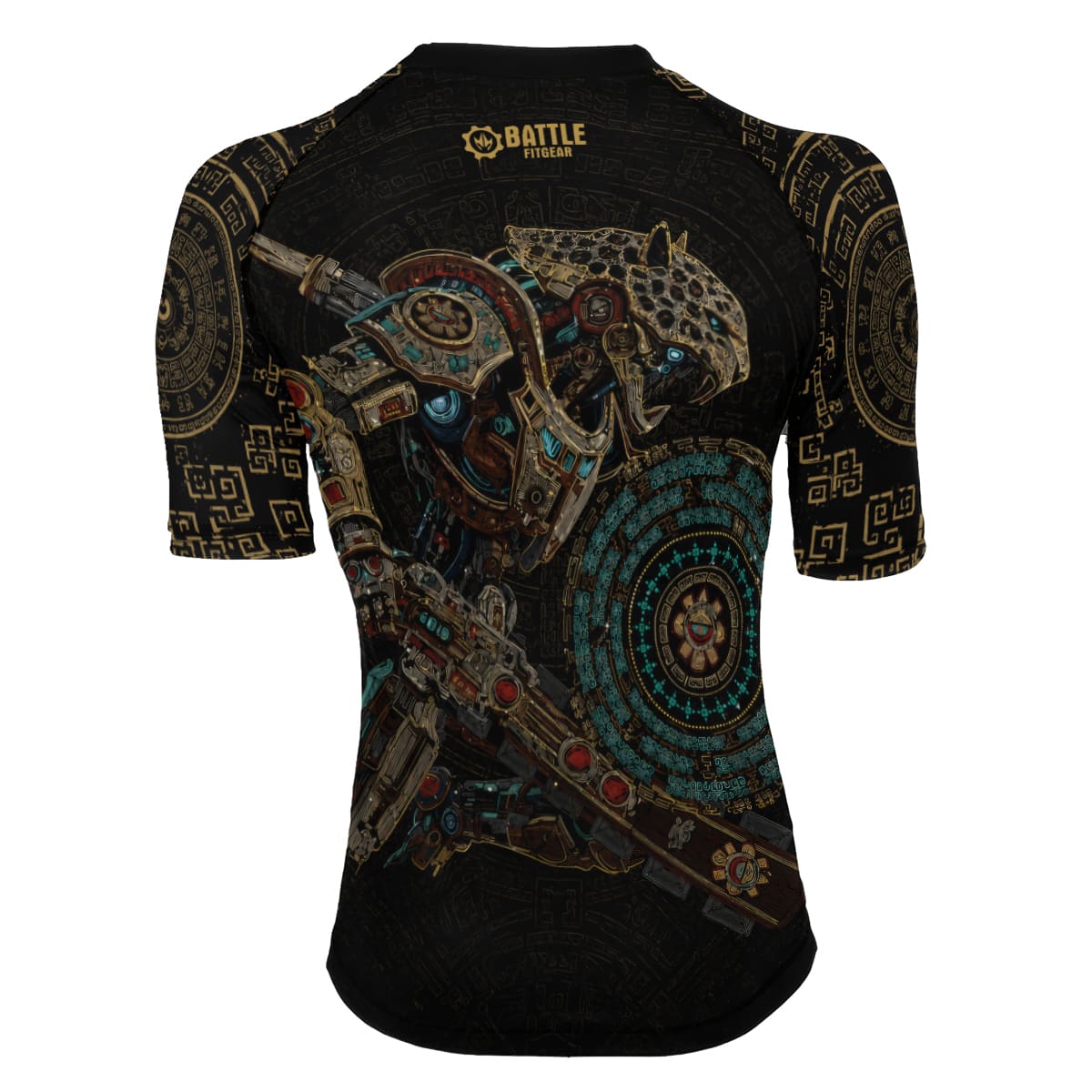 Mechanic Aztec Jaguar Warrior Women's Short Sleeve Rash Guard