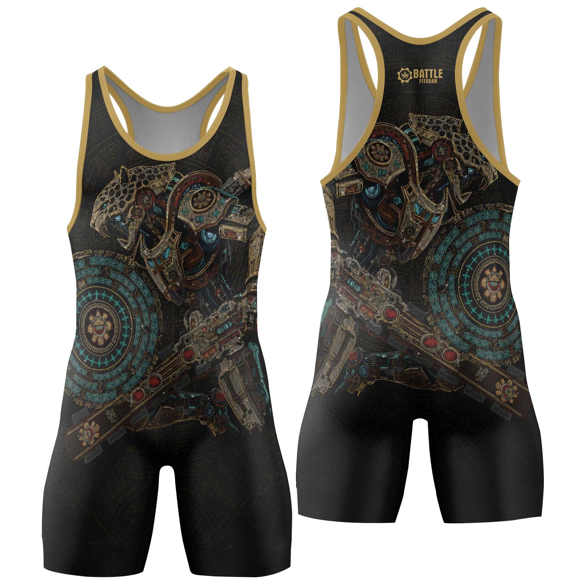 Mechanic Aztec Jaguar Warrior Wrestling Singlets
