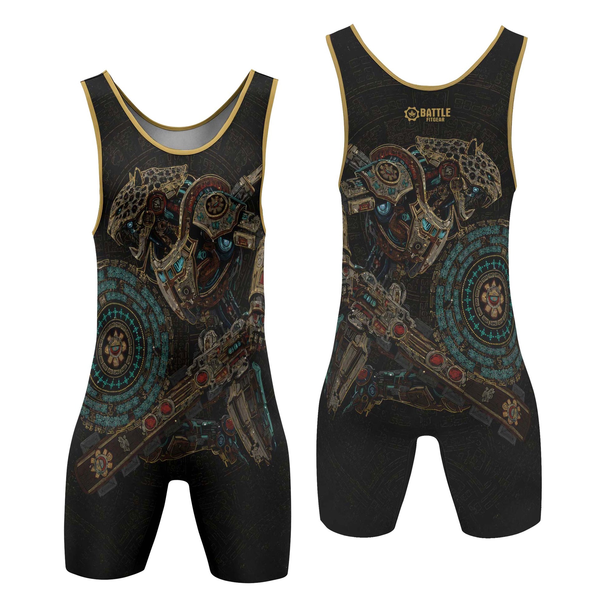 Mechanic Aztec Jaguar Warrior Wrestling Singlets