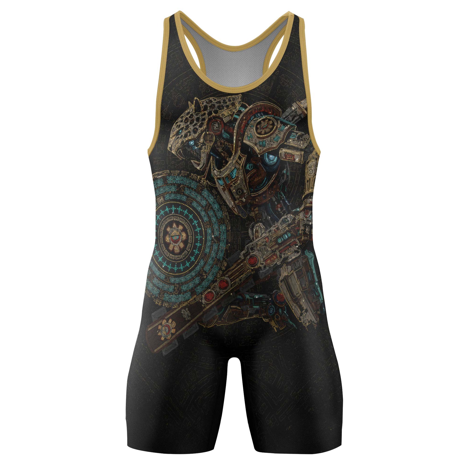 Mechanic Aztec Jaguar Warrior Wrestling Singlets