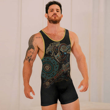 Mechanic Aztec Jaguar Warrior Wrestling Singlets