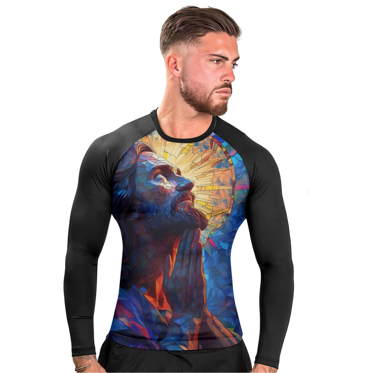 Merciful Jesus Men's Long Sleeve Rash Guard - BattleFitGear