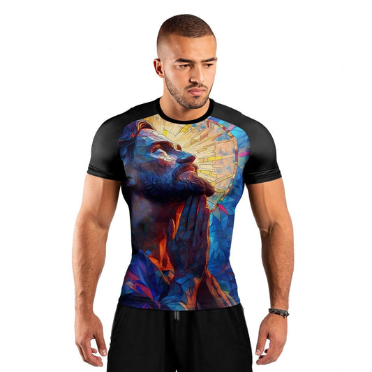 Merciful Jesus Men's Short Sleeve Rash Guard - BattleFitGear