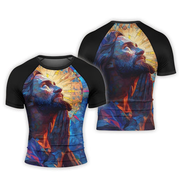 Merciful Jesus Men's Short Sleeve Rash Guard - BattleFitGear