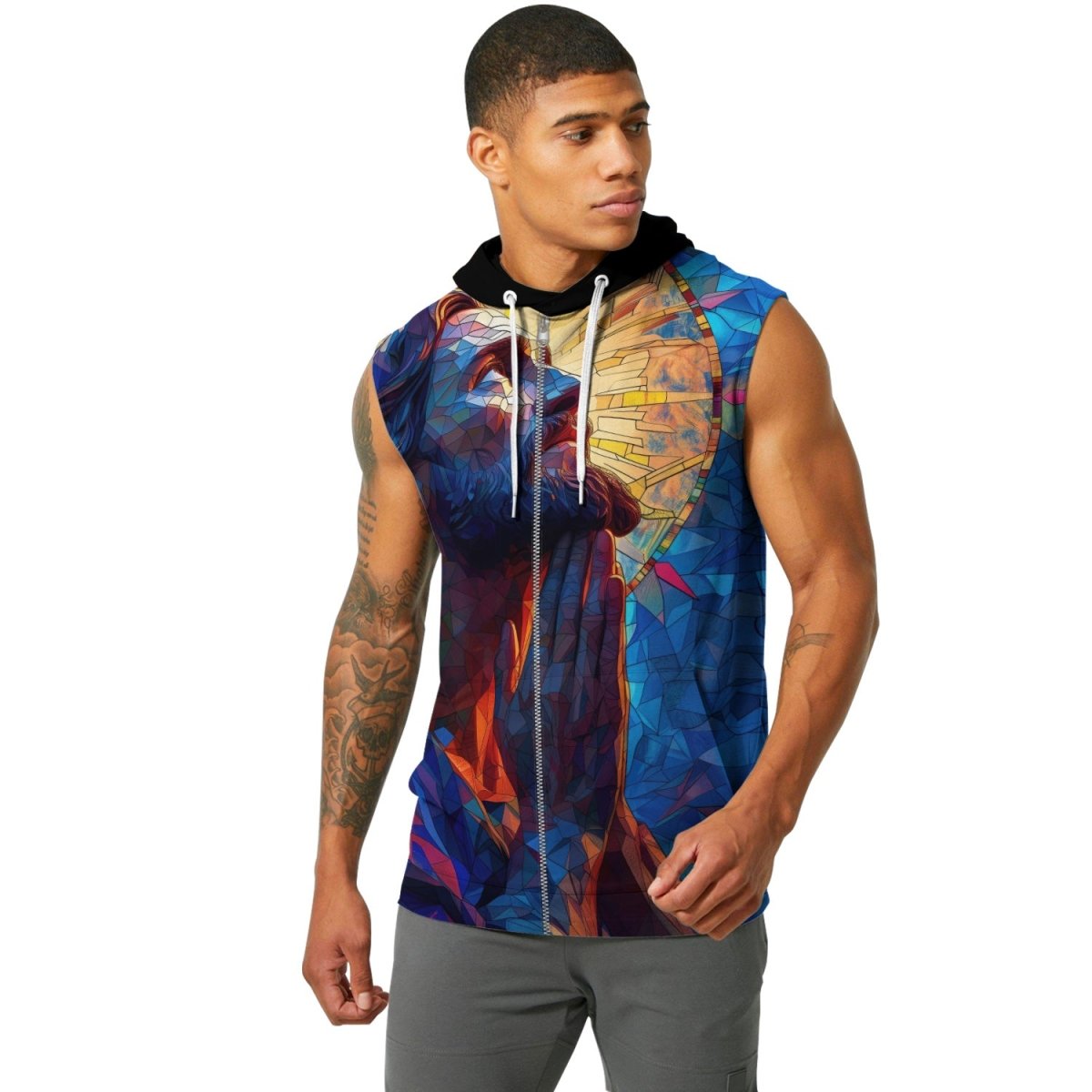 Merciful Jesus Sleeveless Pullover & Zip Hoodie - BattleFitGear