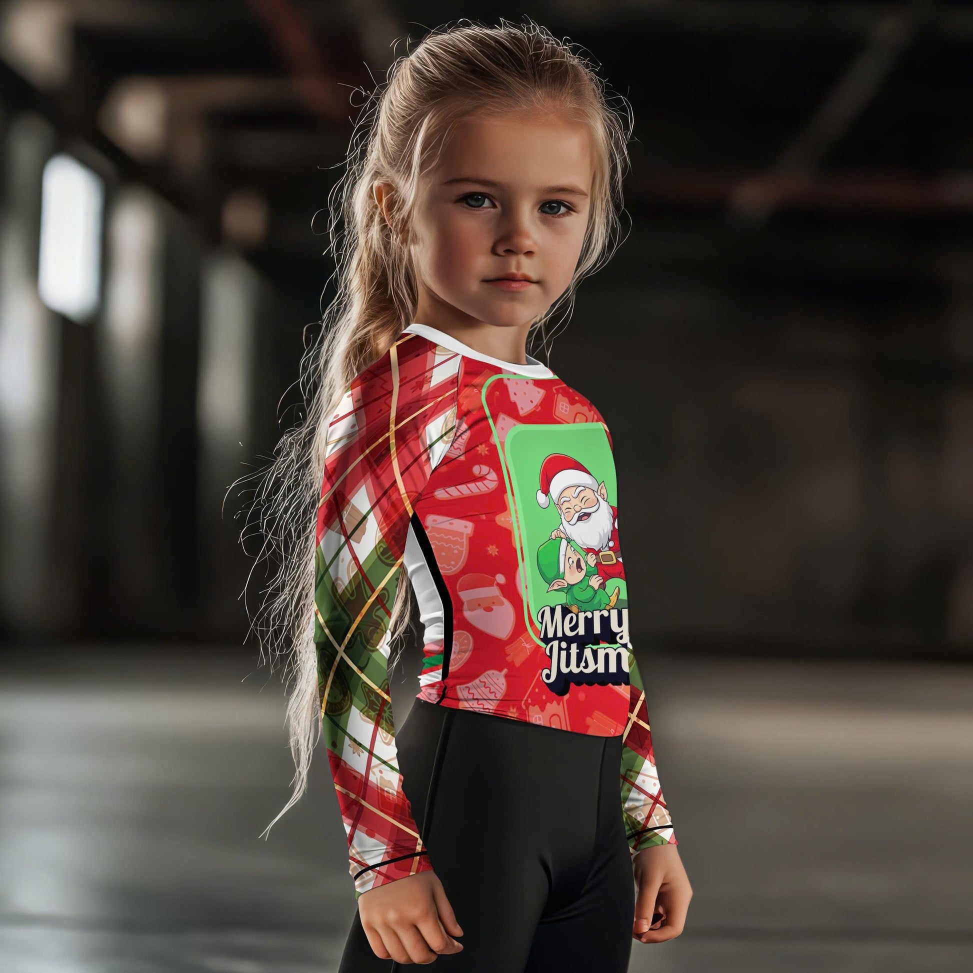 Merry Christmas Choking Santa Kids Rash Guard