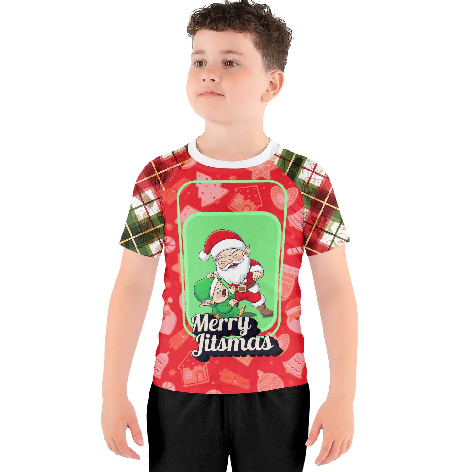 Merry Christmas Choking Santa Kids Rash Guard - BattleFitGear