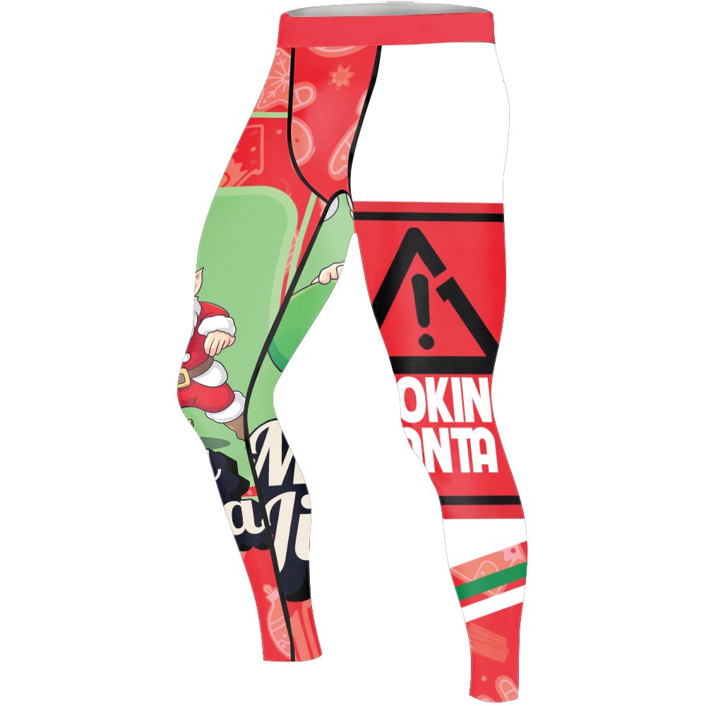 Merry Christmas Choking Santa Men's Compression Leggings - BattleFitGear