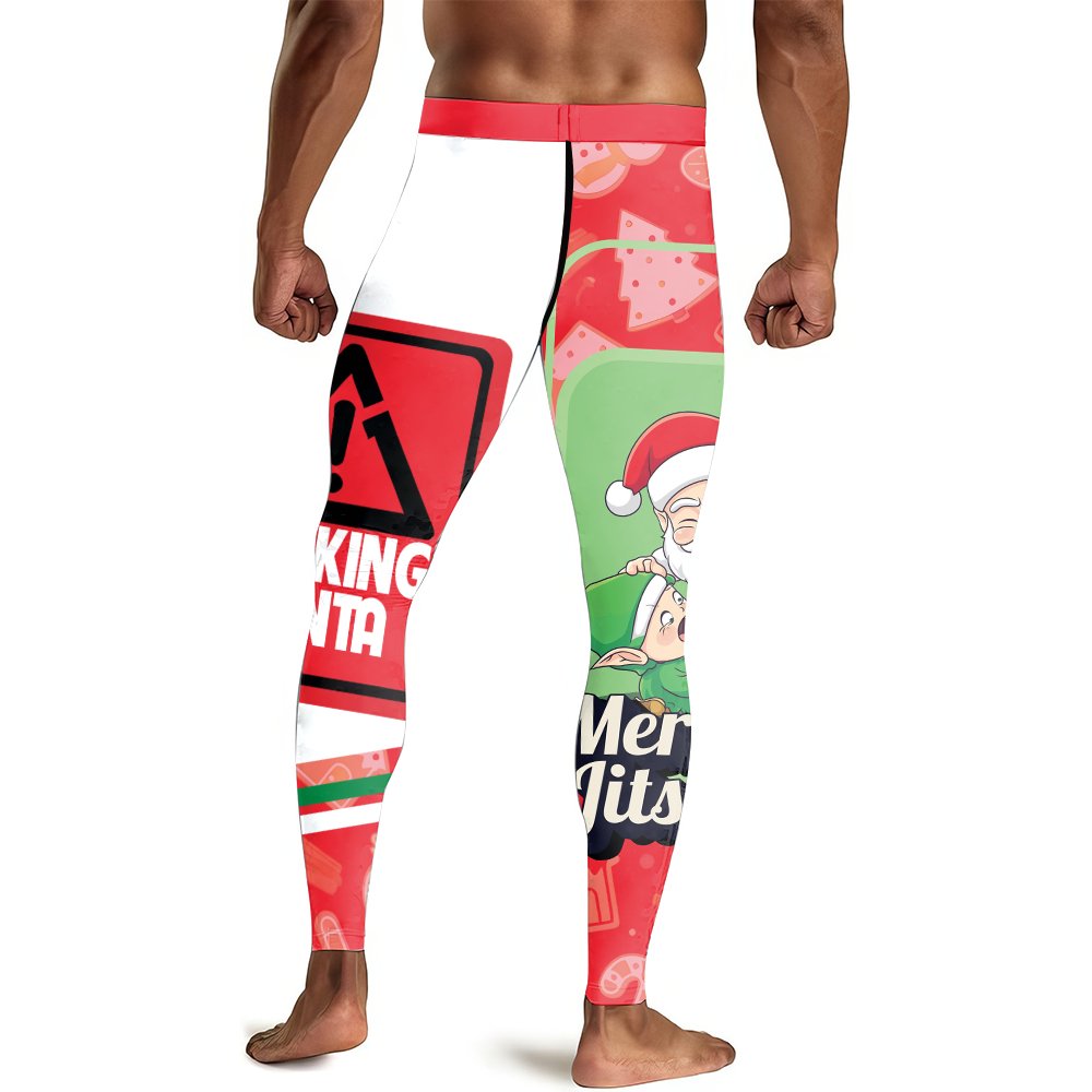 Merry Christmas Choking Santa Men's Compression Leggings - BattleFitGear