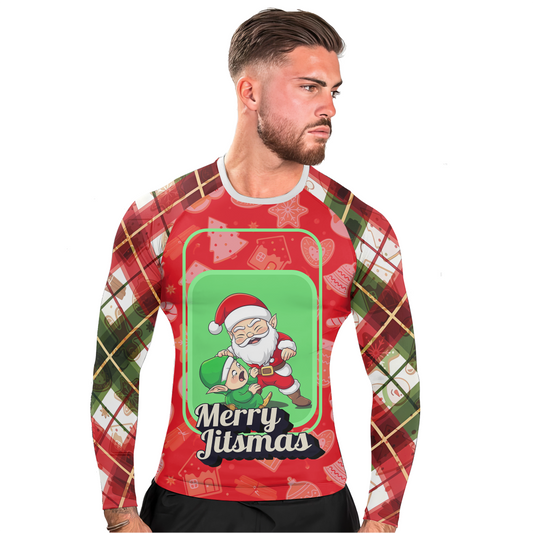 Merry Christmas Choking Santa Men's Long Sleeve Rash Guard