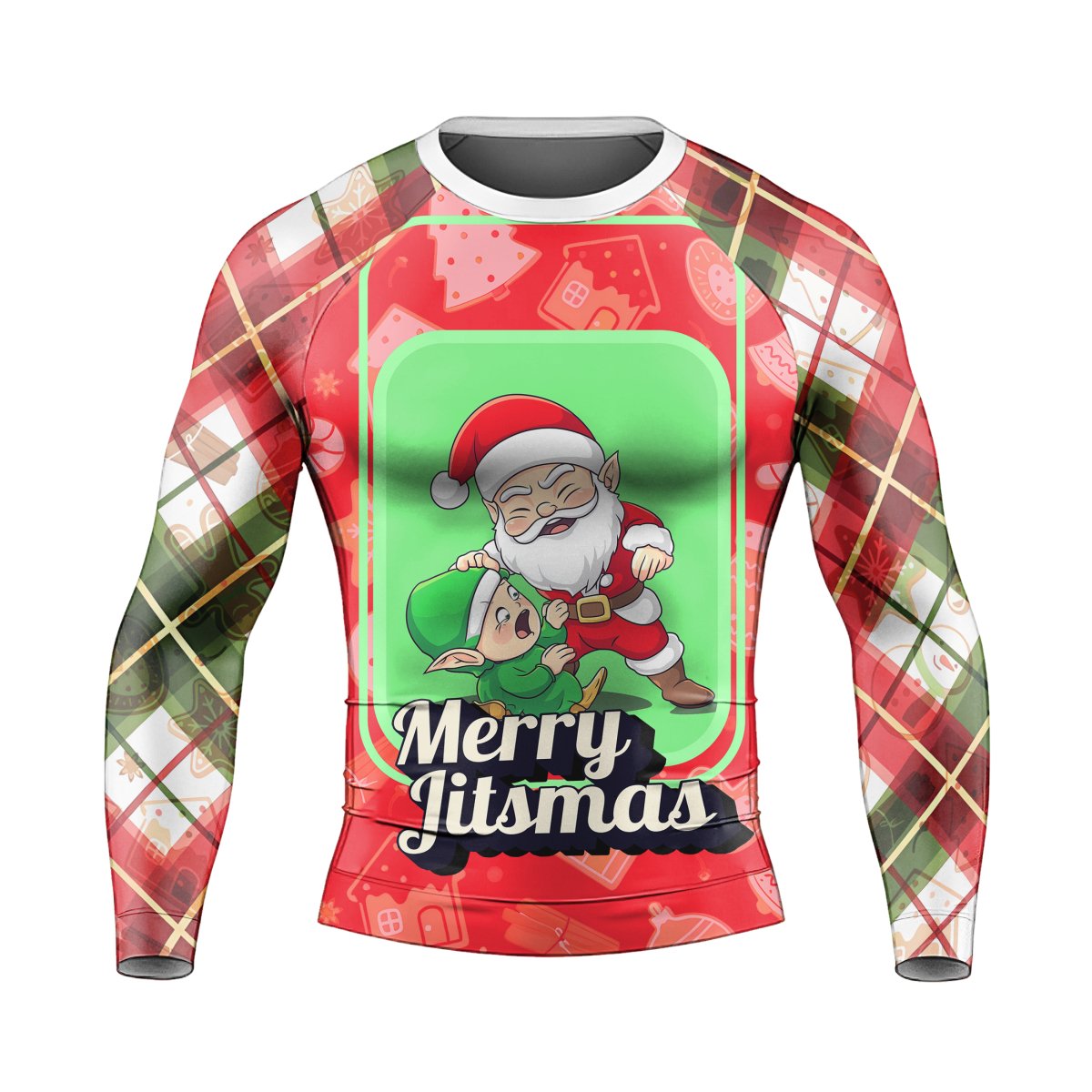 Merry Christmas Choking Santa Men's Long Sleeve Rash Guard - BattleFitGear