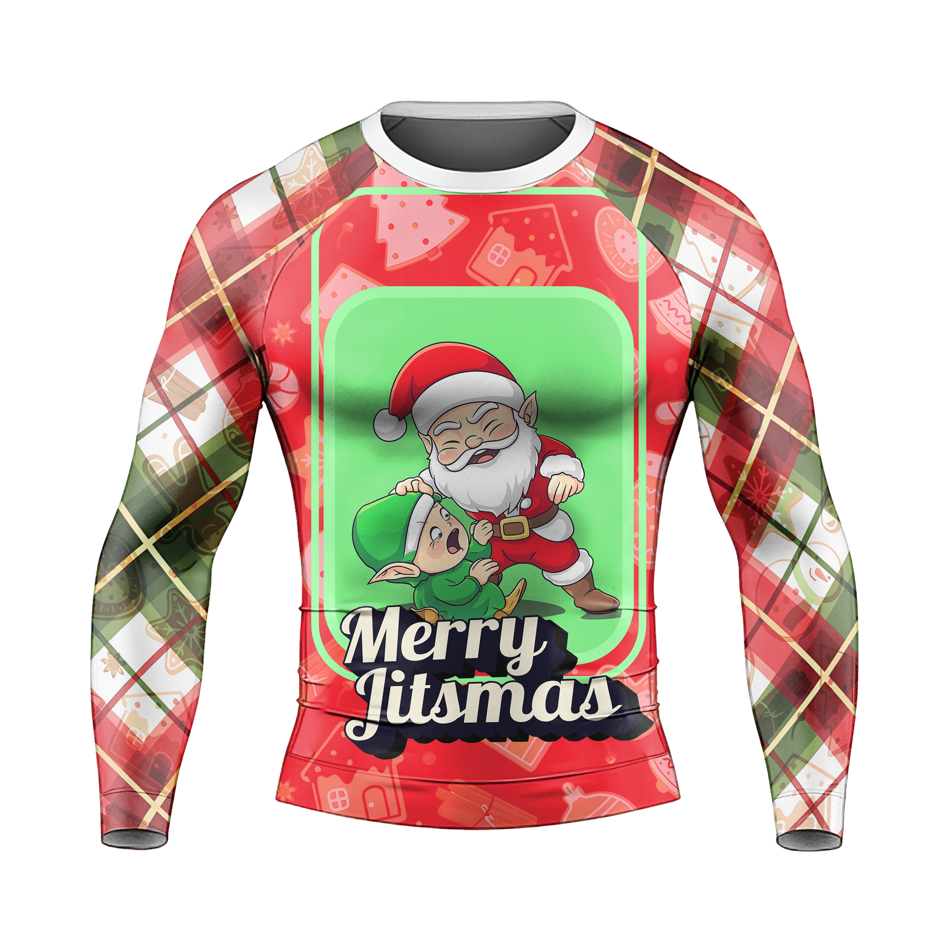 Merry Christmas Choking Santa Men's Long Sleeve Rash Guard