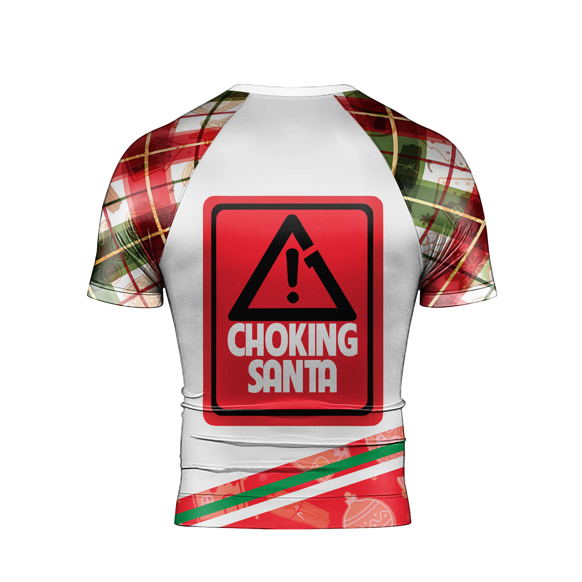 Merry Christmas Choking Santa Men's Short Sleeve Rash Guard