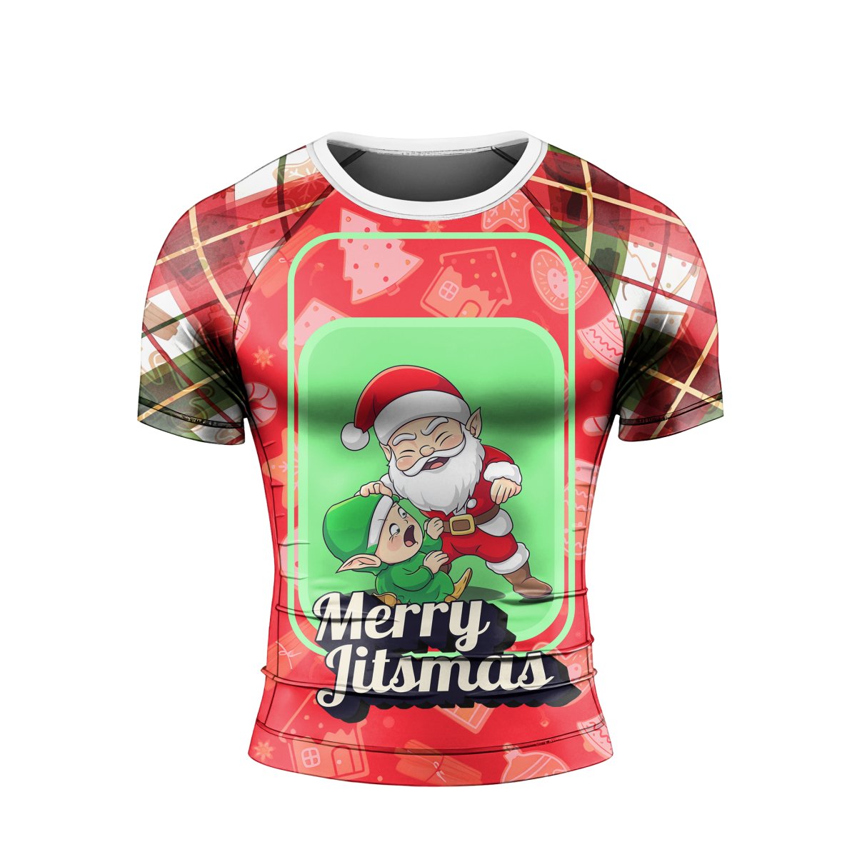 Merry Christmas Choking Santa Men's Short Sleeve Rash Guard - BattleFitGear