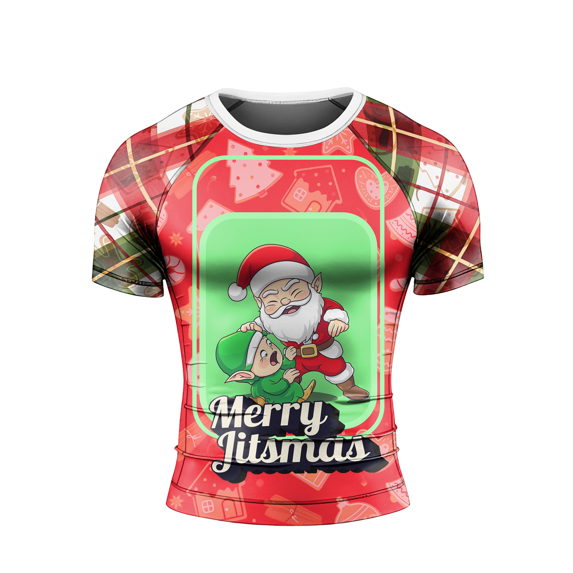 Merry Christmas Choking Santa Men's Short Sleeve Rash Guard