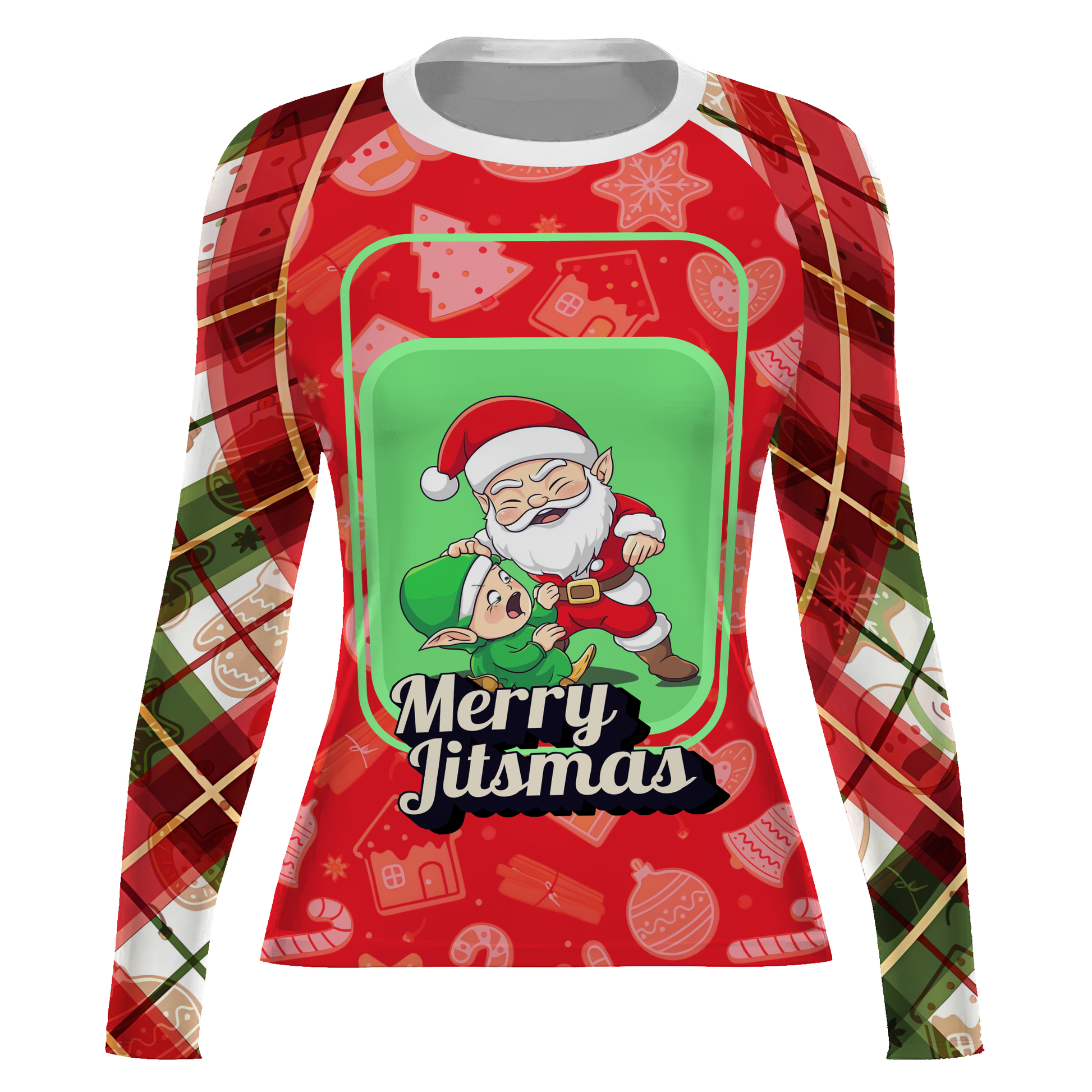 Merry Christmas Choking Santa Women's Long Sleeve Rash Guard