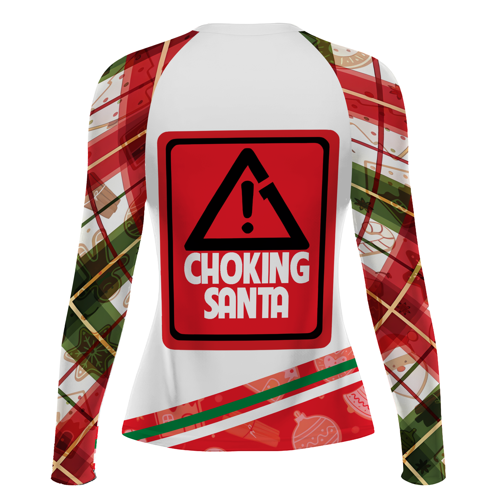 Merry Christmas Choking Santa Women's Long Sleeve Rash Guard