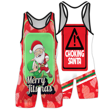 Merry Christmas Choking Santa Wrestling Singlets