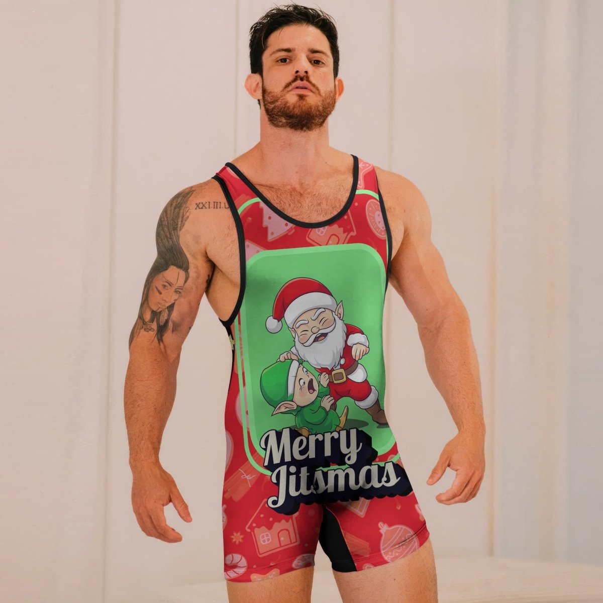 Merry Christmas Choking Santa Wrestling Singlets - BattleFitGear