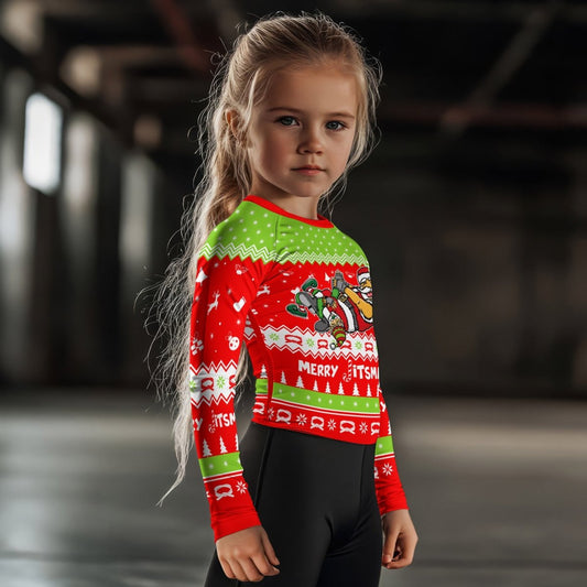 Merry Jitmas Santa Clause Kids Rash Guard - BattleFitGear