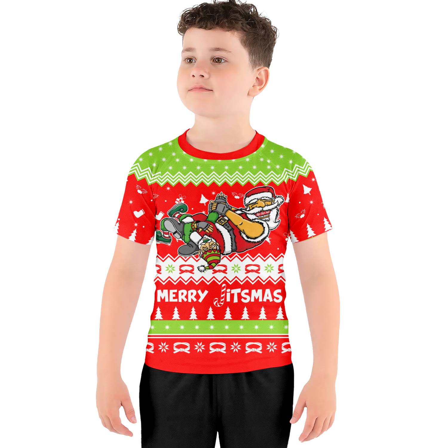 Merry Jitmas Santa Clause Kids Rash Guard - BattleFitGear