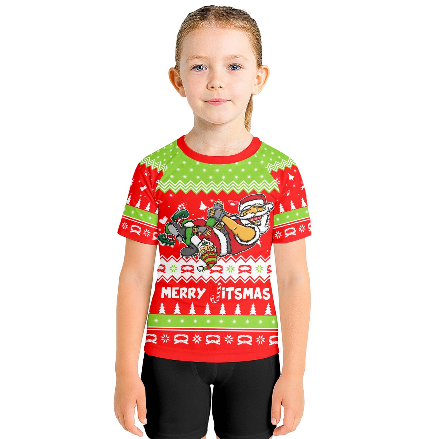Merry Jitmas Santa Clause Kids Rash Guard - BattleFitGear