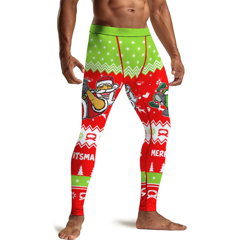 Merry Jitmas Santa Clause Men's Compression Leggings - BattleFitGear