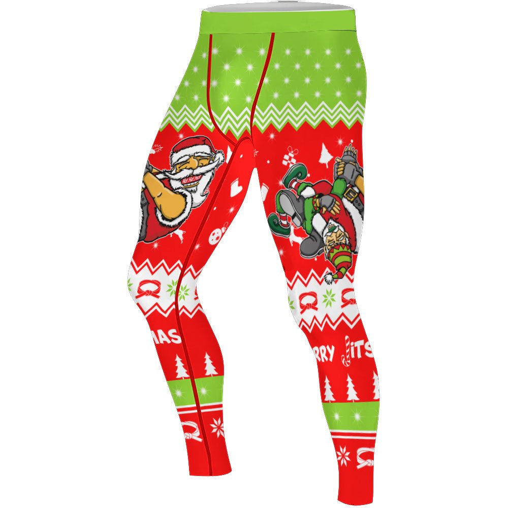 Merry Jitmas Santa Clause Men's Compression Leggings - BattleFitGear