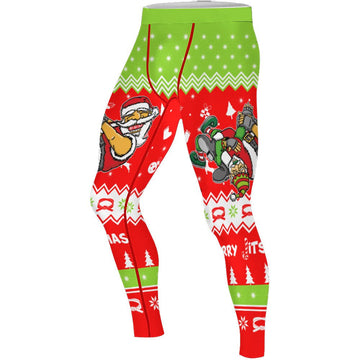 Merry Jitmas Santa Clause Men's Compression Leggings - BattleFitGear