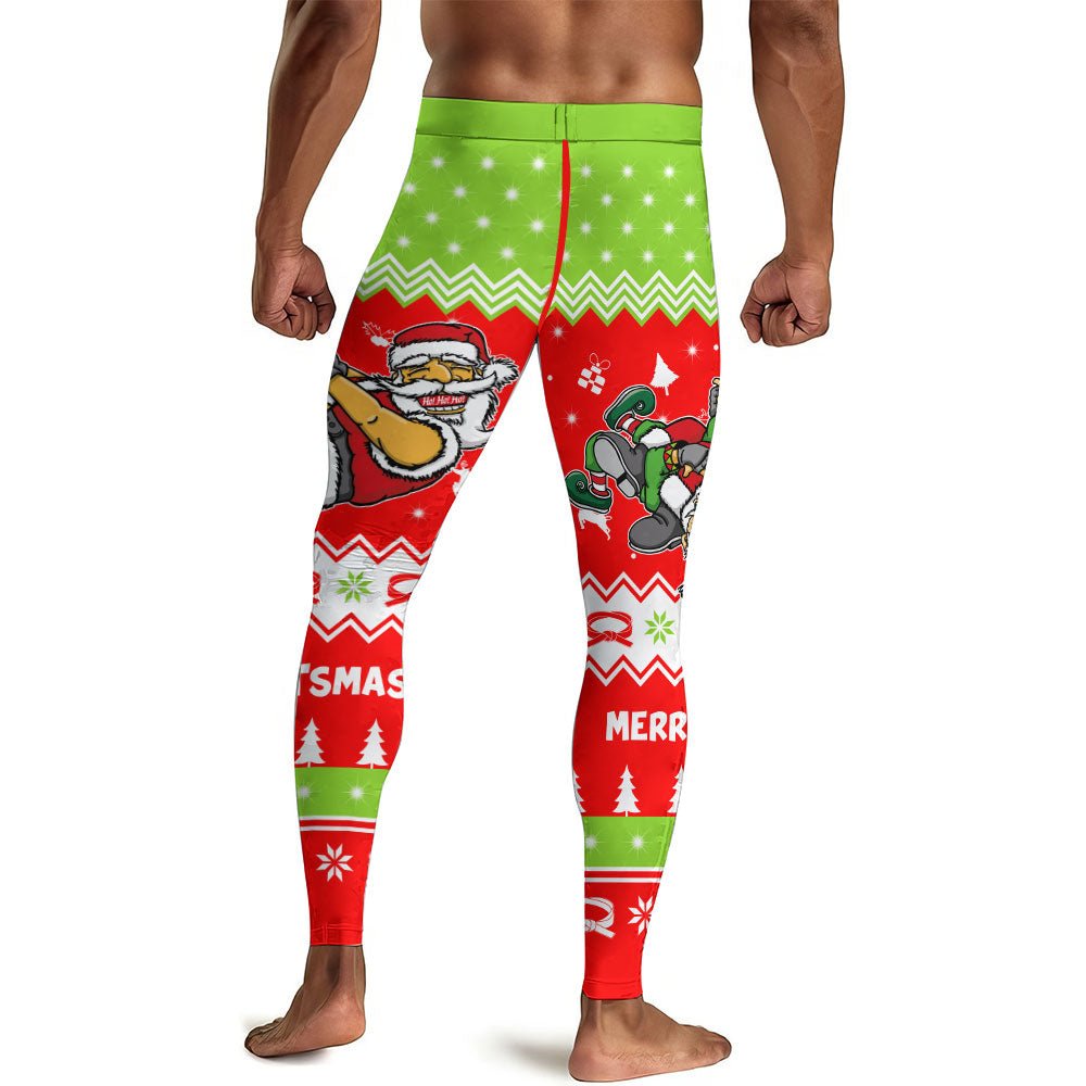 Merry Jitmas Santa Clause Men's Compression Leggings - BattleFitGear