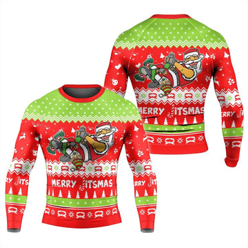 Merry Jitmas Santa Clause Men's Long Sleeve Rash Guard - BattleFitGear