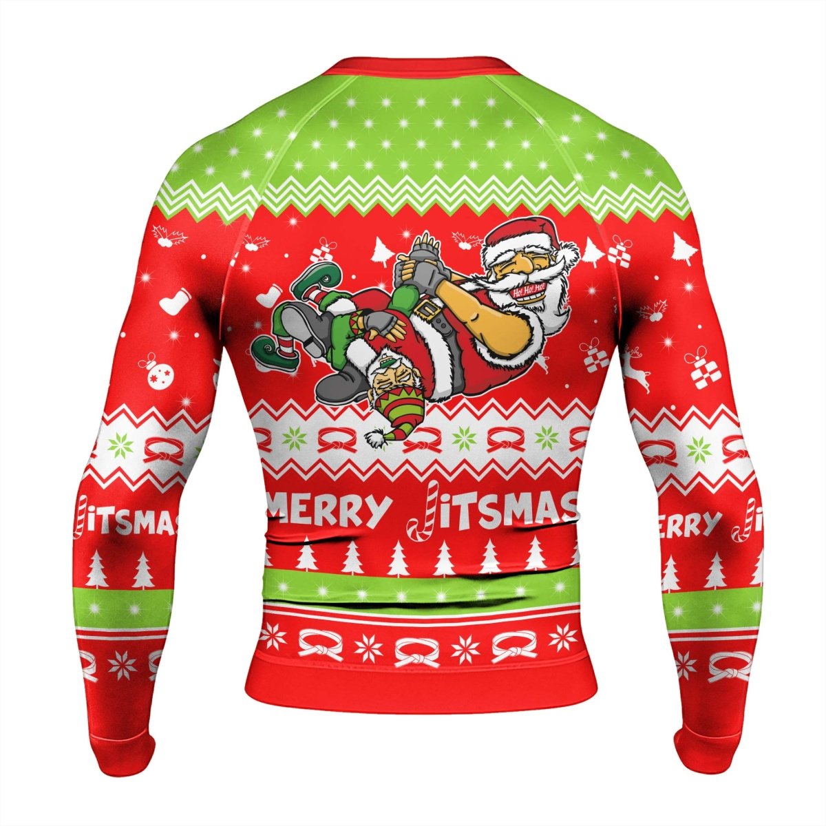 Merry Jitmas Santa Clause Men's Long Sleeve Rash Guard - BattleFitGear