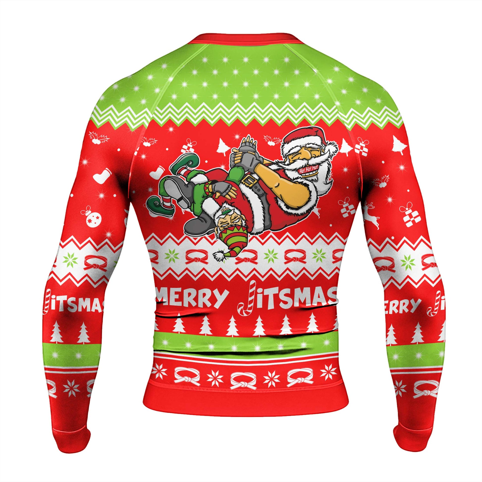 Merry Jitmas Santa Clause Men's Long Sleeve Rash Guard