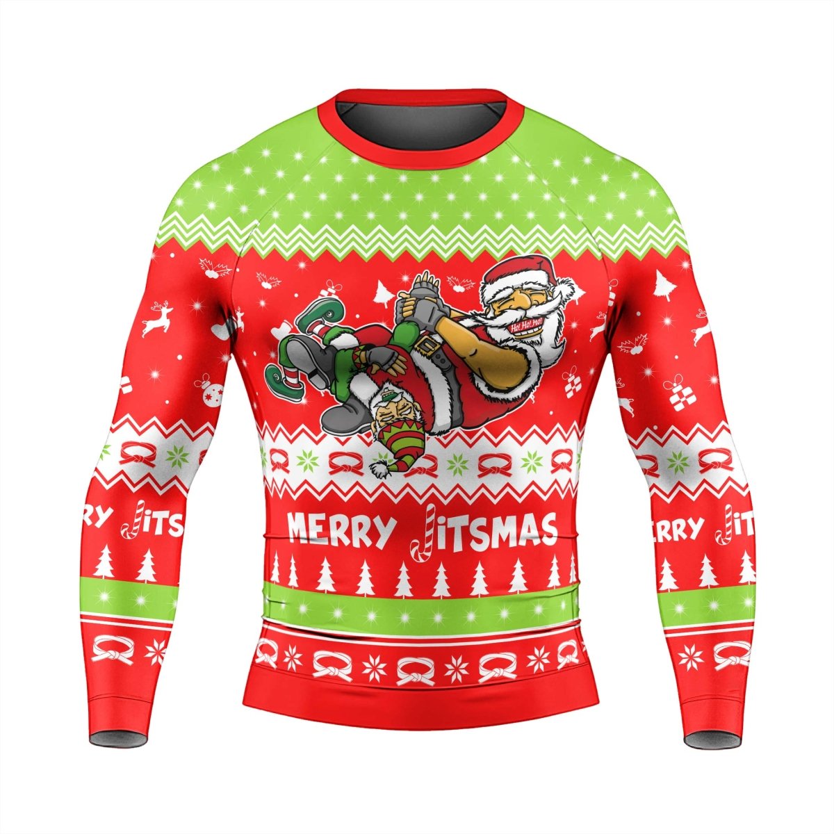 Merry Jitmas Santa Clause Men's Long Sleeve Rash Guard - BattleFitGear