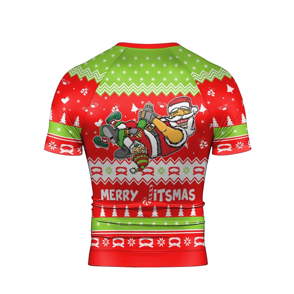 Merry Jitmas Santa Clause Men's Short Sleeve Rash Guard - BattleFitGear