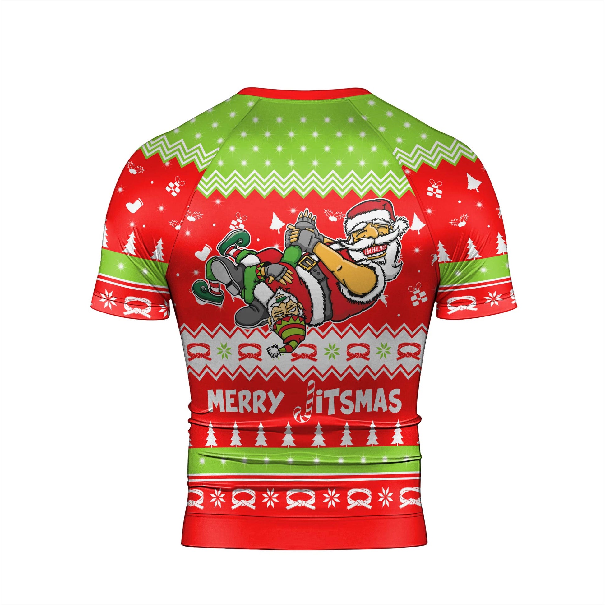 Merry Jitmas Santa Clause Men's Short Sleeve Rash Guard