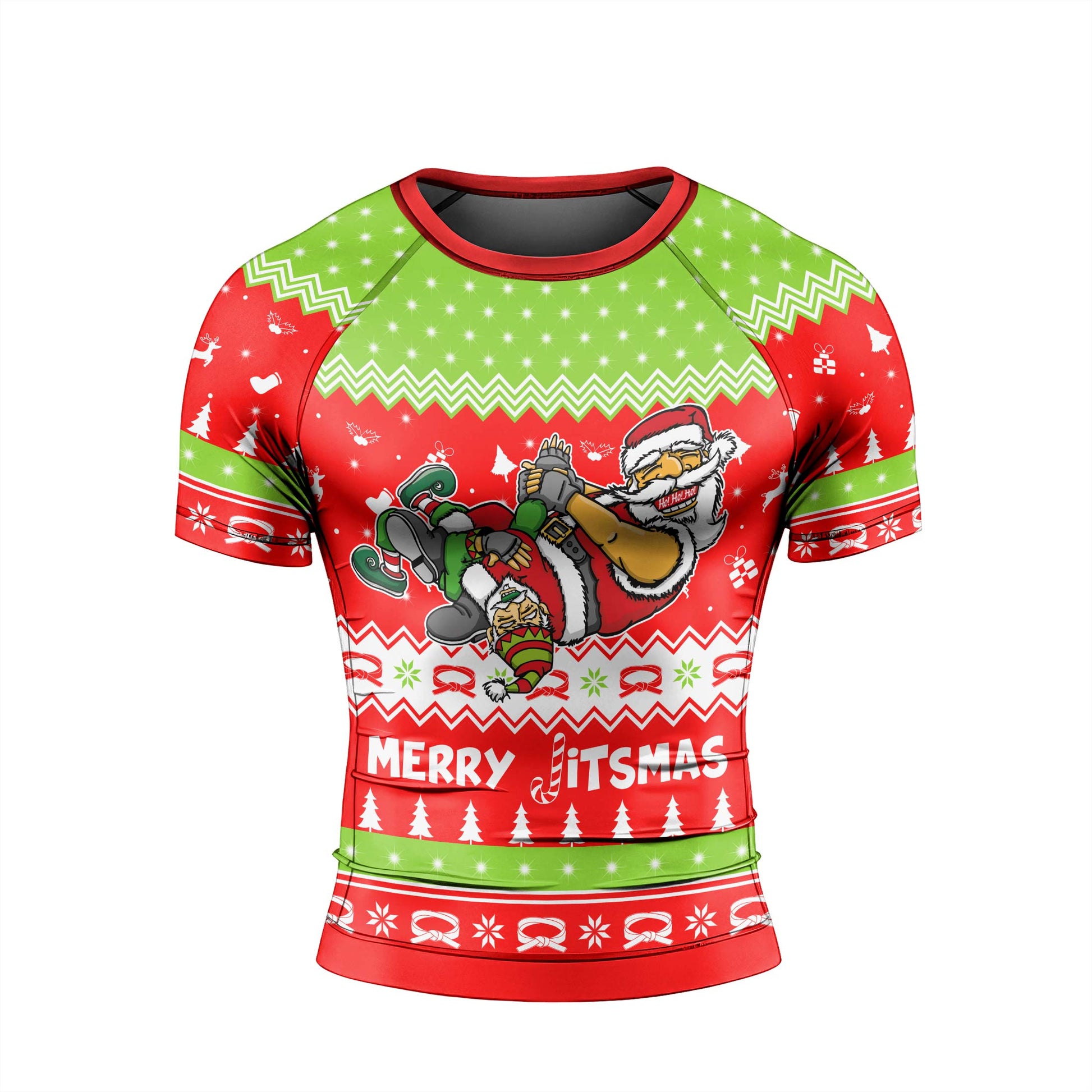 Merry Jitmas Santa Clause Men's Short Sleeve Rash Guard